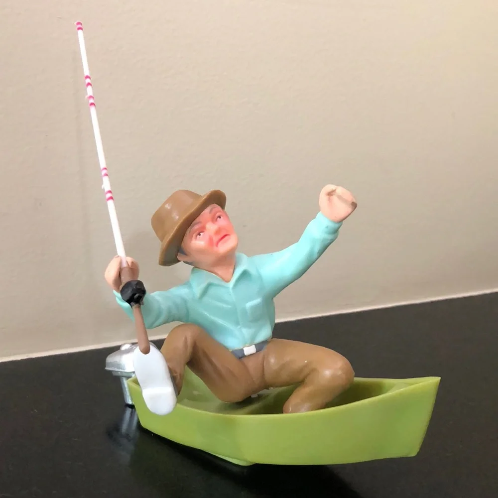 Wilton Fisherman With Boat/ Rod Cake Topper- Vintage 1978